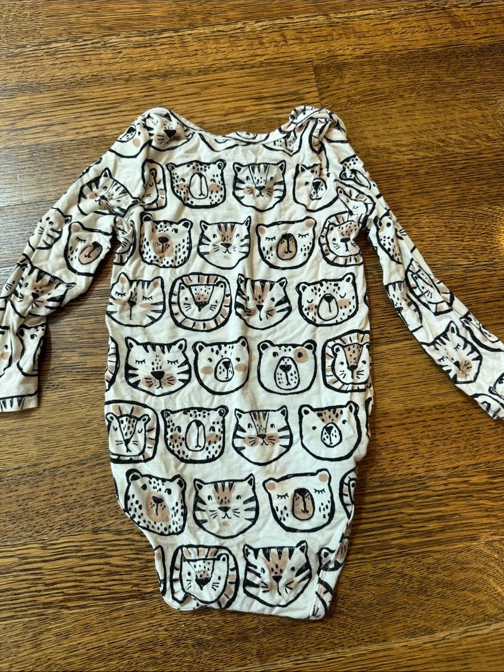 Little Sleepies Beige and Black Animal Faces Long-Sleeve One-Piece